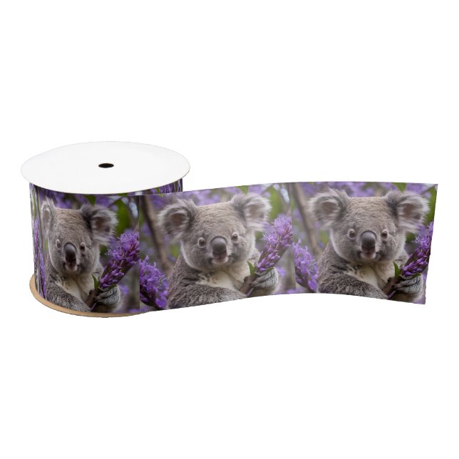 Purple Jacaranda Koala Bear, Satin Ribbon (Spool)