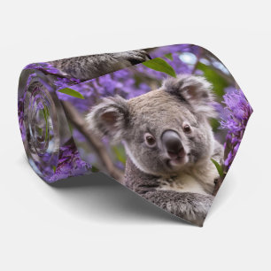 Purple Jacaranda Koala Bear, Tie