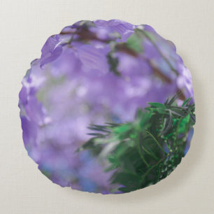 Purple Jacaranda Tree Flowers Round Cushion