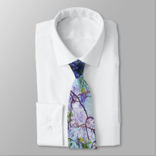 Purple Jacaranda Tree Oil Art, Tie