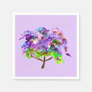 Purple jacaranda tree watercolor fine art napkin