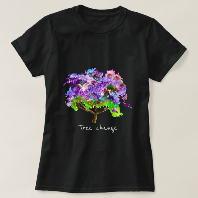 Purple jacaranda tree watercolor fine art T-Shirt (Design Front)
