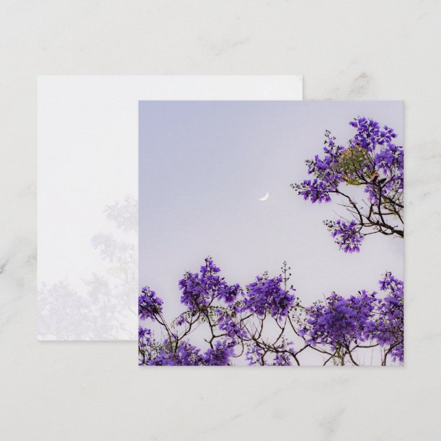 Purple Jacaranda tree with Moon, spring aesthetic Card (Front/Back)