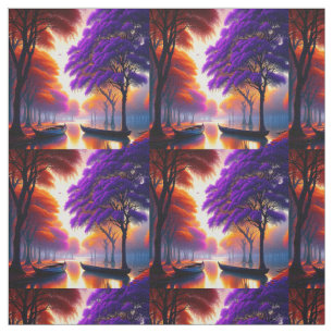Purple Jacaranda Trees On The River, Fabric