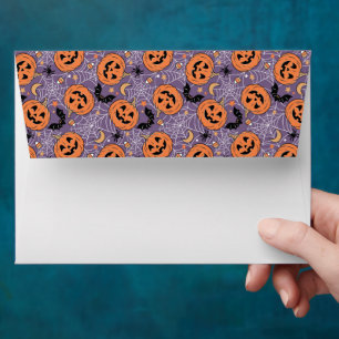 Purple Jack-O-Lantern Halloween Pattern Envelope