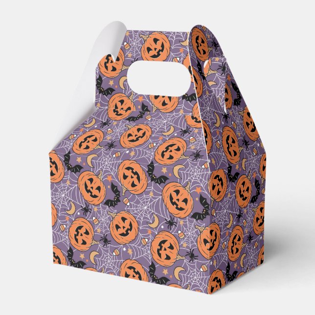 Purple Jack-O-Lantern Halloween Pattern Favour Box (Front Side)