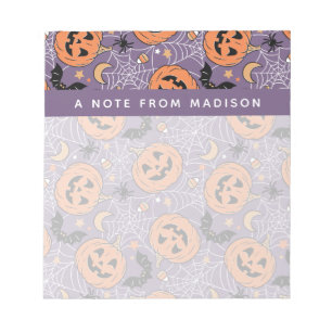 Purple Jack-O-Lantern Halloween Pattern Notepad