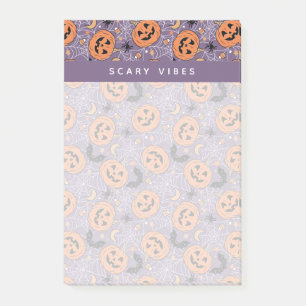 Purple Jack-O-Lantern Halloween Pattern Post-it Notes