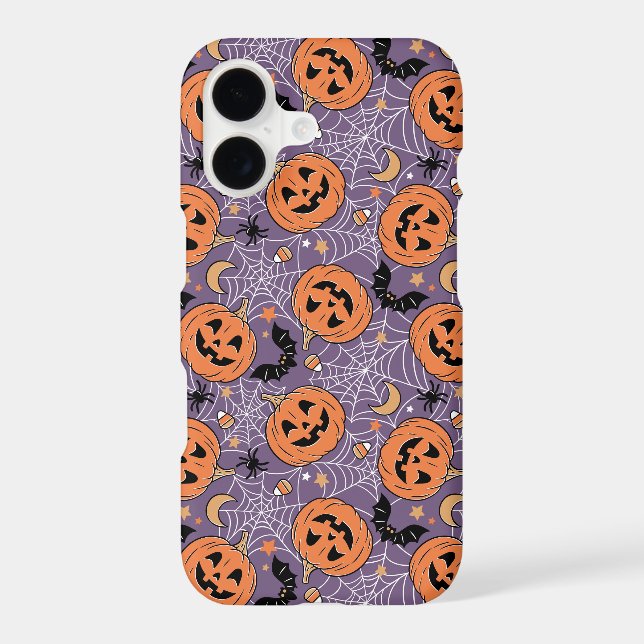 Purple Jack-O-Lantern Halloween Pattern Samsung Galaxy S21 Case (Back)