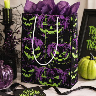 Purple Jack O’ Lantern Pumpkins Halloween Medium Gift Bag