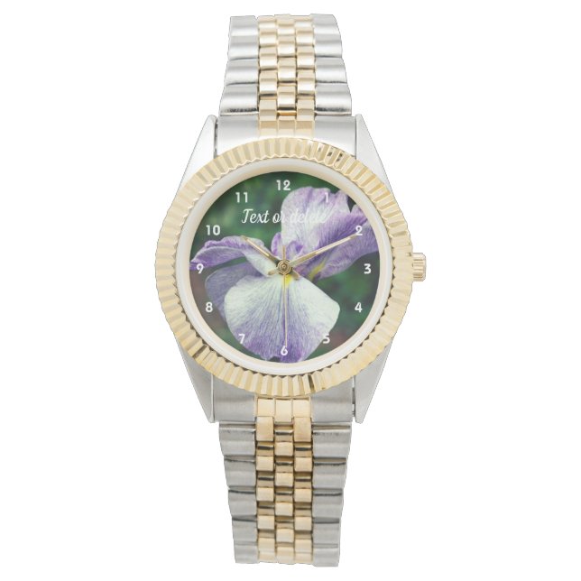 Purple Japanese Iris Flower Unfolding Personalised Watch (Front)