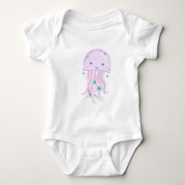Purple jellyfish baby bodysuit (Front)