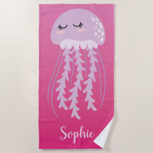 Purple Jellyfish Beach Towel