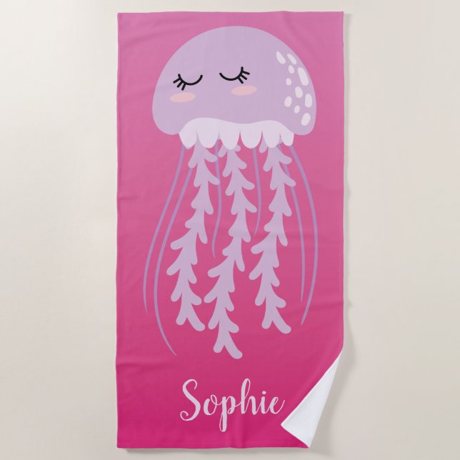 Purple Jellyfish Beach Towel (Front)