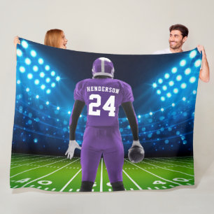 Purple Jersey Personalised Football Player Fleece Blanket