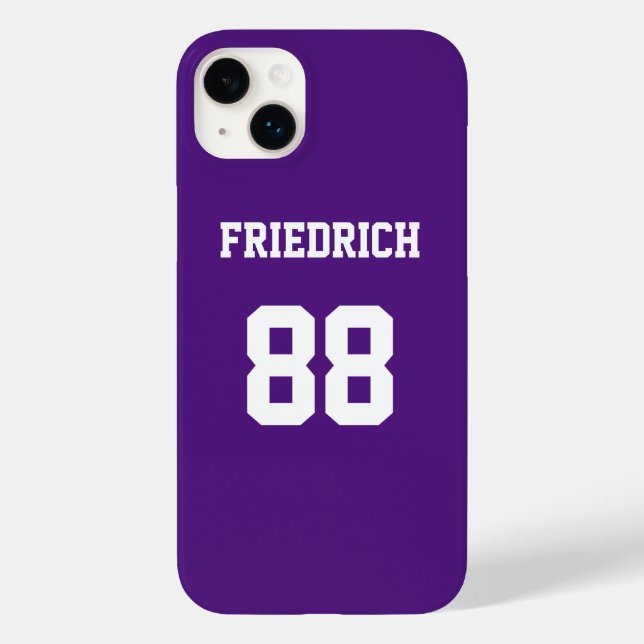 Purple Jersey with Name and Number Case-Mate iPhone Case (Back)