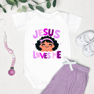 Purple "Jesus Loves Me" Design Baby Bodysuit
