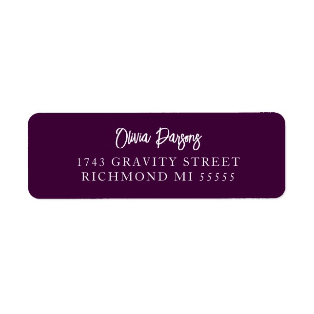 Purple Jewel Modern Hand Lettering Script Address (Front)