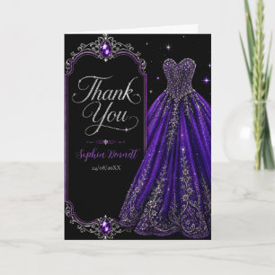 Purple Jewel Sweet 16 Thank You Card
