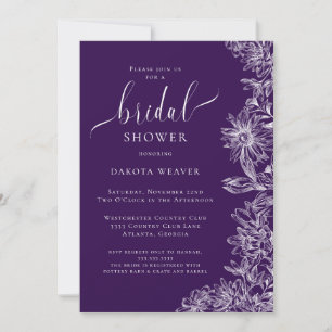 Purple Jewel Tones Floral Bridal Shower  Invitation