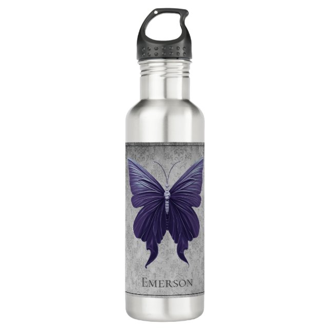 Purple Jewelled Butterfly 710 Ml Water Bottle (Front)