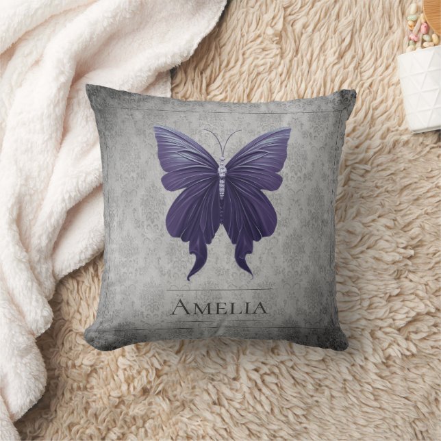 Purple Jewelled Butterfly Cushion (Blanket)
