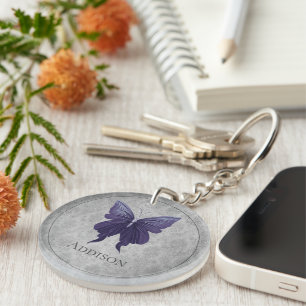 Purple Jewelled Butterfly Key Ring