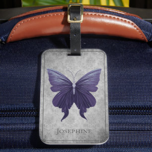 Purple Jewelled Butterfly Luggage Tag