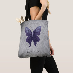 Purple Jewelled Butterfly Tote Bag