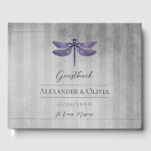 Purple Jewelled Dragonfly Wedding Guest Book