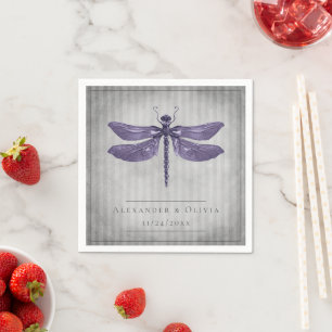 Purple Jewelled Dragonfly Wedding Napkin