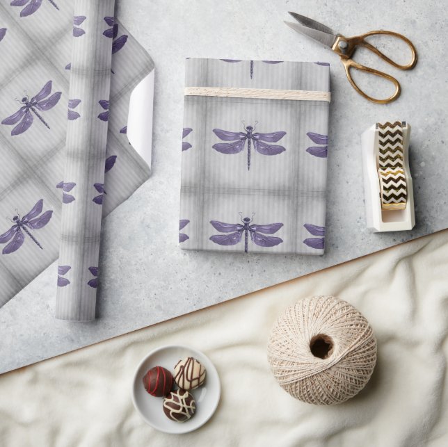 Purple Jewelled Dragonfly Wrapping Paper (Crafts)