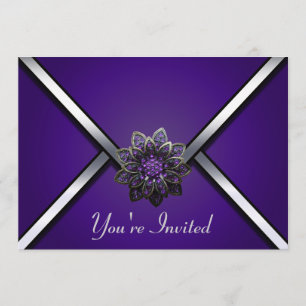 Purple Jewelled Party Invitation