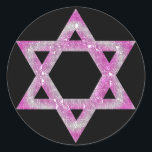 Purple Jewelled Star of David Design Classic Round Sticker<br><div class="desc">a pretty Star of David in a pink/purplish jewelled design... .{graphic by MarloDeeDesigns.com}</div>