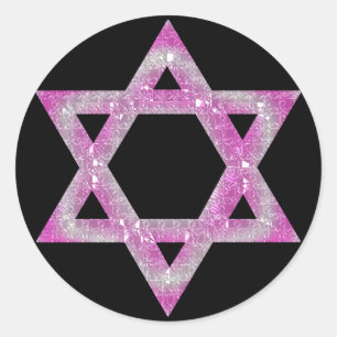 Purple Jewelled Star of David Design Classic Round Sticker