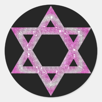 Purple Jewelled Star of David Design Classic Round Sticker
