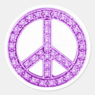 Purple Jewels Peace Sign Classic Round Sticker