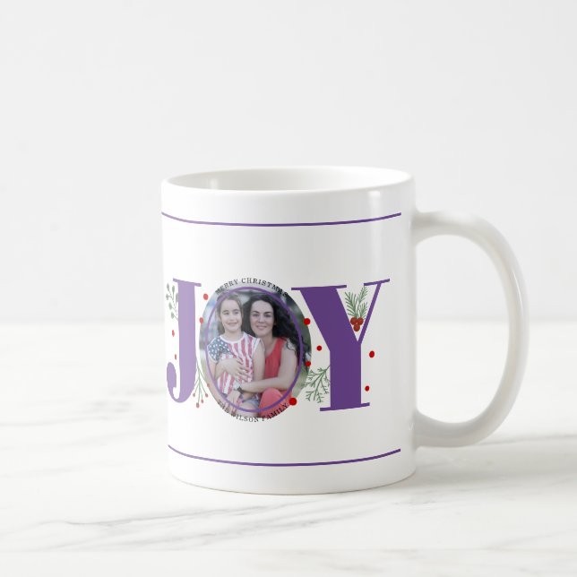 Purple Joy with berries Christmas photo Coffee Mug (Right)