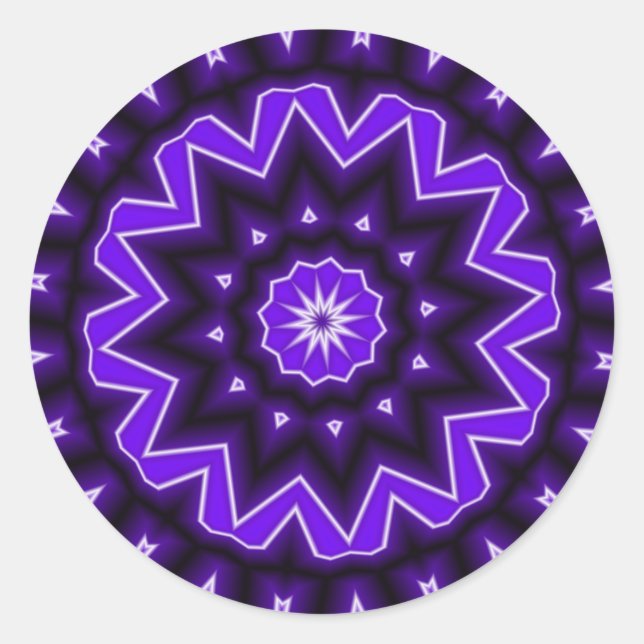 Purple Kaledoscope Classic Round Sticker (Front)