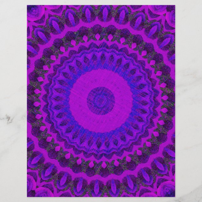 Purple Kaleidoscope Bulk Scrapbook Paper Pages (Front)