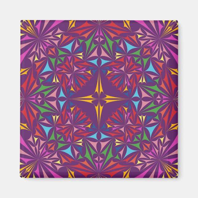 Purple Kaleidoscope Ornate Pattern Magnet (Front)