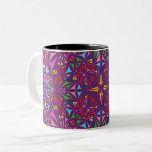 Purple Kaleidoscope Ornate Pattern Two-Tone Coffee Mug
