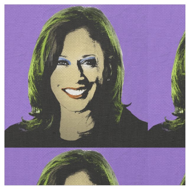 Purple Kamala Harris Pop Art Fabric (Close Up)