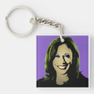 Purple Kamala Harris Pop Art Key Ring