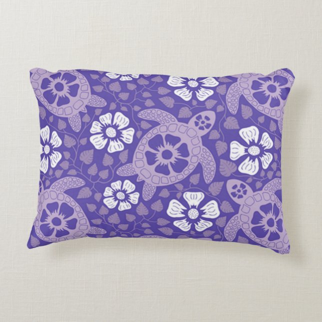 Purple Kauai Turtles Decorative Cushion (Back)