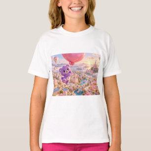 Purple Kawaii Bear City T-Shirt