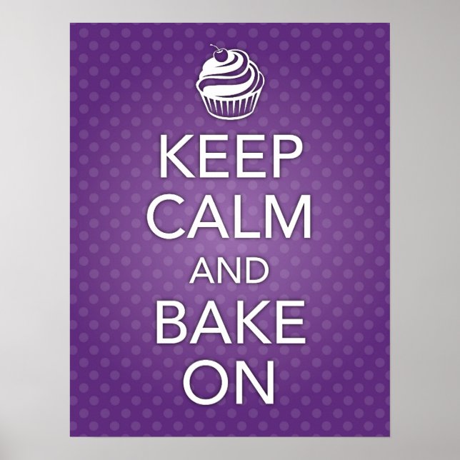 Purple Keep Calm and Bake On Poster (Front)