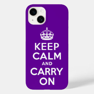 Purple Keep Calm and Carry On Case-Mate iPhone 14 Case