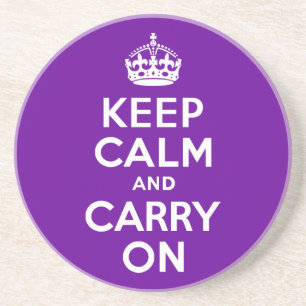 Purple Keep Calm and Carry On Coaster