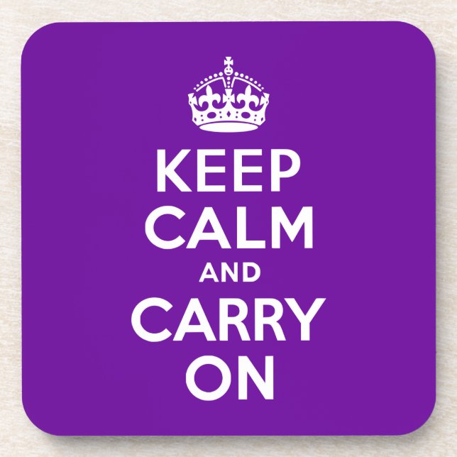 Purple Keep Calm and Carry On Coaster (Front)